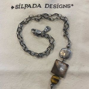 SILPADA .925 Silver Mother of Pearl - Tiger Eye Necklace - Retired